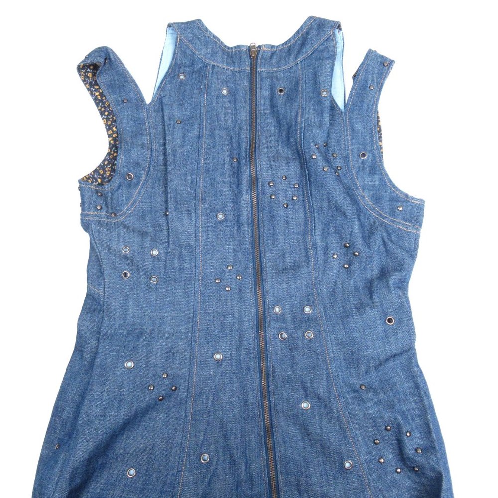 By Anthropologie Grommet Denim Midi Dress Medium Blue Size 00 XXS Petite - Picture 7 of 11